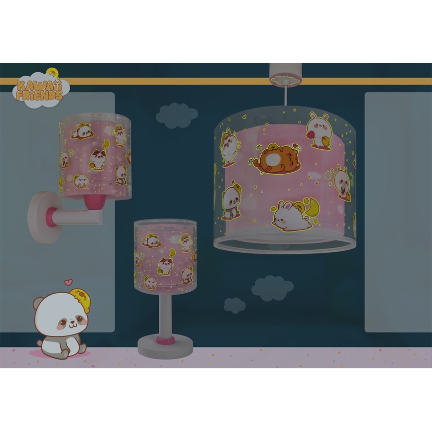 Dalber 41769S - Kinder-Wandleuchte KAWAII FRIENDS 1xE27/15W/230V rosa