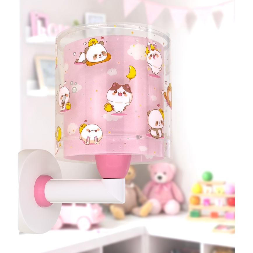 Dalber 41769S - Lampada da parete per bambini KAWAII FRIENDS 1xE27/15W/230V rosa