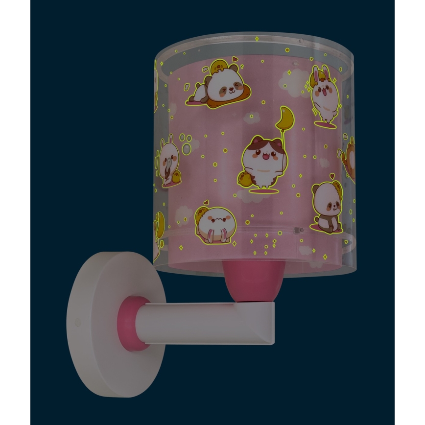 Dalber 41769S - Lampada da parete per bambini KAWAII FRIENDS 1xE27/15W/230V rosa