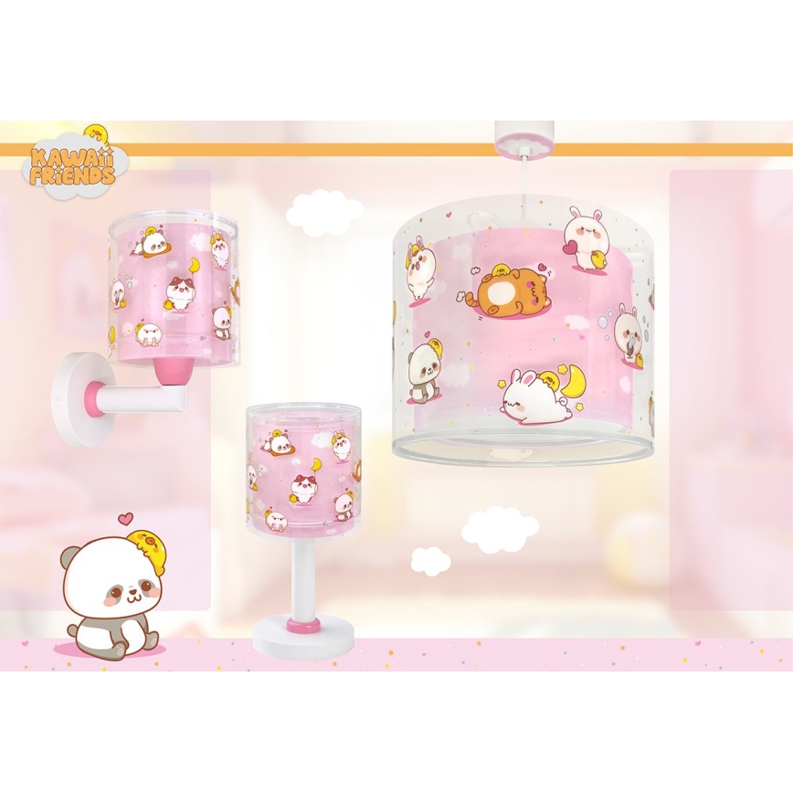 Dalber 41769S - Lampada da parete per bambini KAWAII FRIENDS 1xE27/15W/230V rosa
