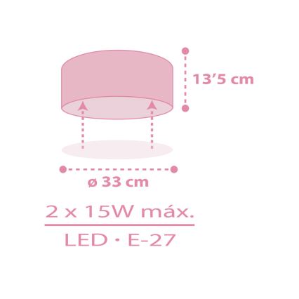 Dalber 42006S - Plafoniera per bambini COLOR LIGHT 2xE27/15W/230V rosa