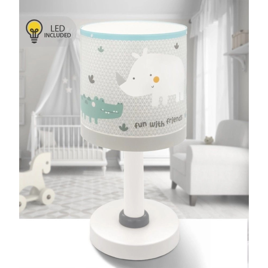 Dalber 60621N - Lampe de chevet LED pour enfants RHINO&CROCO 1xG4/4W/230V grise