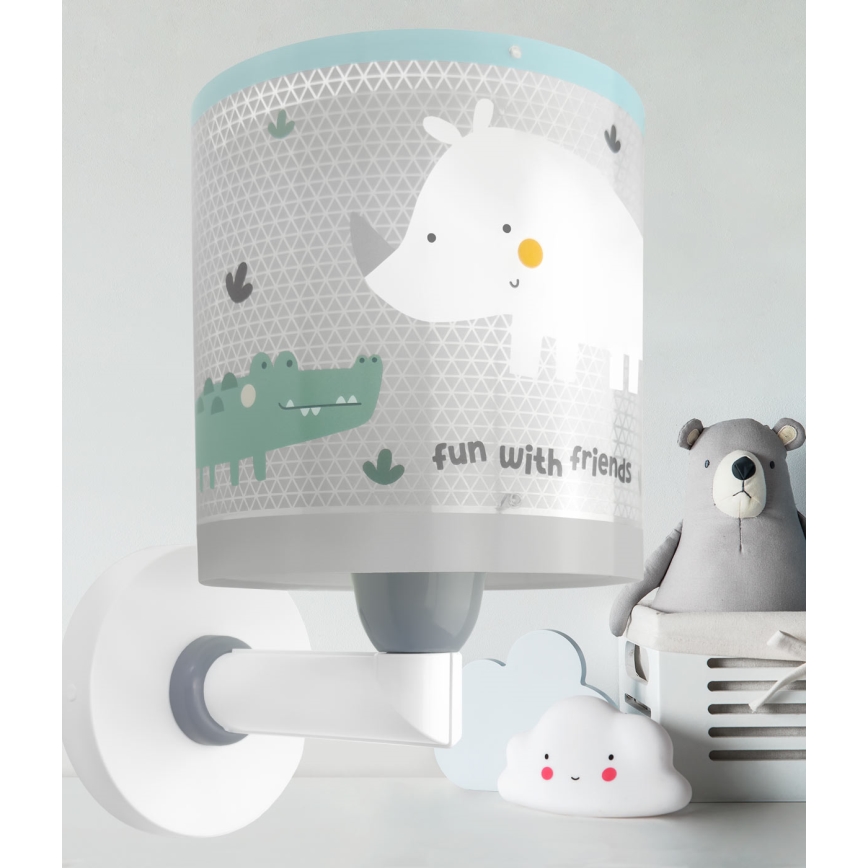 Dalber 60629 - Lampada da parete per bambini RHICO AND CROCO 1xE27/15W/230V