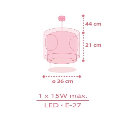 Dalber 60912 - Lampadario per cameretta PRINCESS DANCE 1xE27/15W/230V rosa