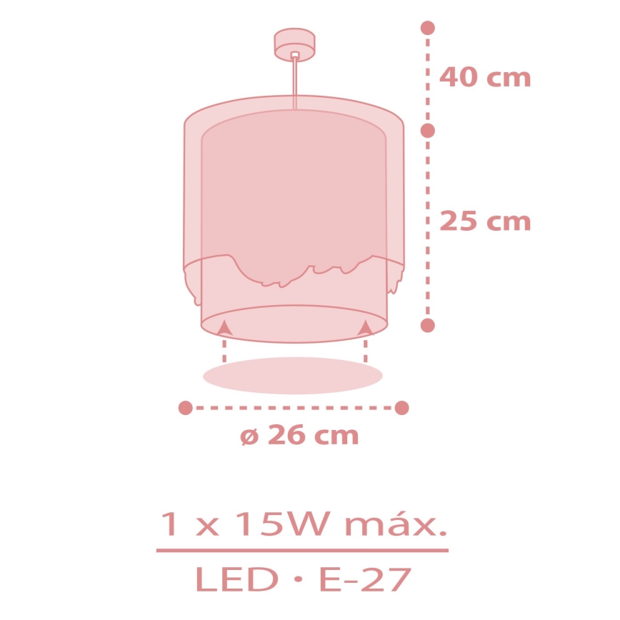 Dalber 61172S - Suspension pour enfant WHALE DREAMS 1xE27/15W/230V rose