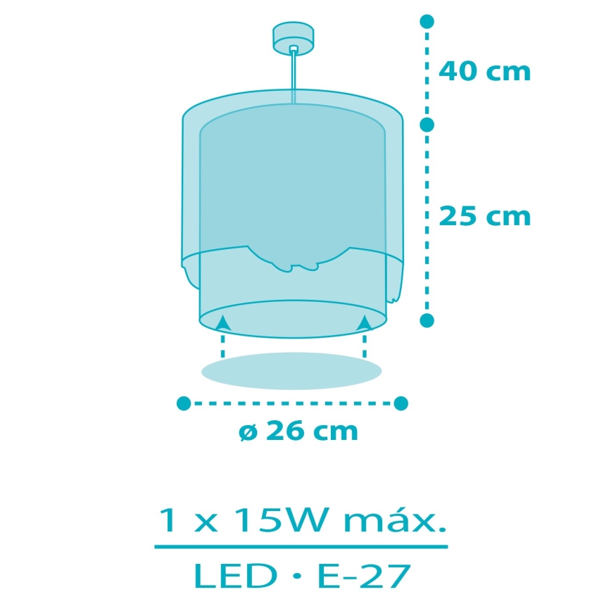 Dalber 61172T - Lampadario per bambini WHALE DREAMS 1xE27/15W/230V blu