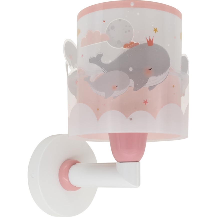 Dalber 61179S - Applique per bambini WHALE DREAMS 1xE27/15W/230V rosa
