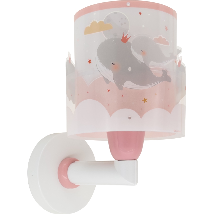 Dalber 61179S - Applique per bambini WHALE DREAMS 1xE27/15W/230V rosa