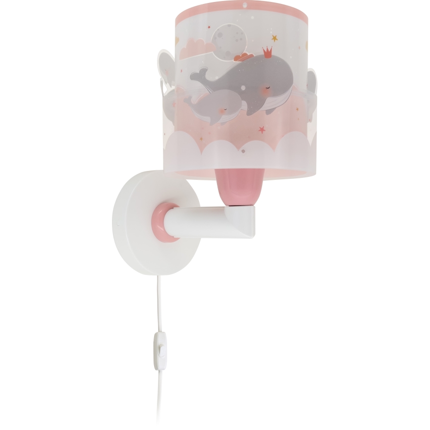 Dalber 61179S - Applique per bambini WHALE DREAMS 1xE27/15W/230V rosa