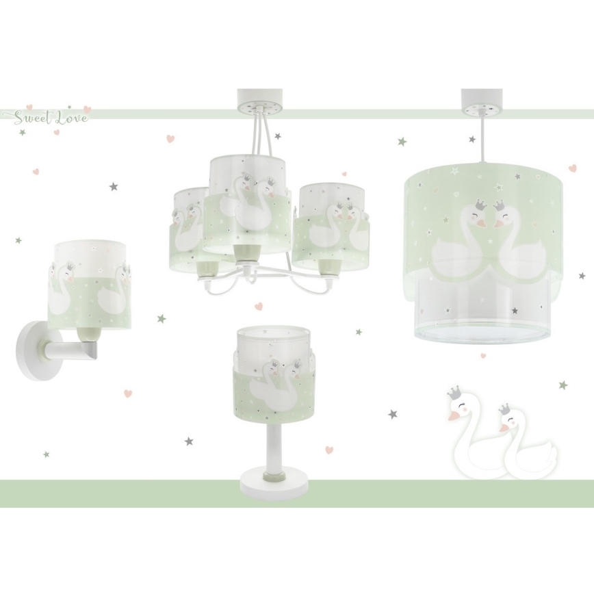 Dalber 61717H - Kinder-Kronleuchter SWEET LOVE 3xE27/60W/230V grün