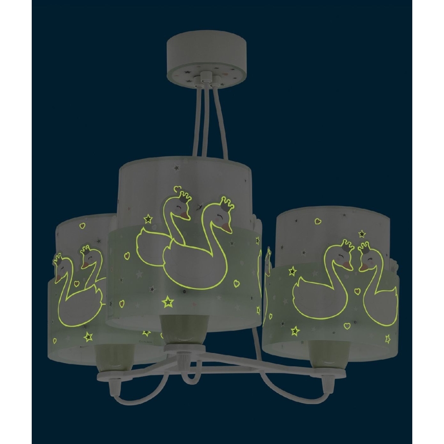 Dalber 61717H - Lampadario per bambini SWEET LOVE 3xE27/60W/230V verde