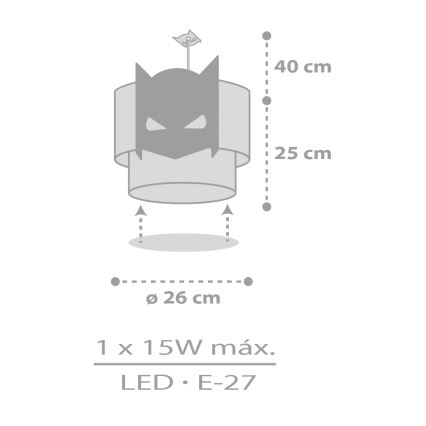 Dalber 61802 - Suspension enfant DARK HERO 1xE27/15W/230V