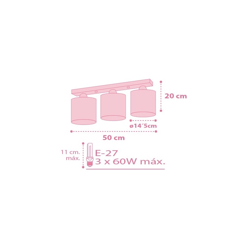 Dalber 62003S - Plafonnier enfant COLORS 3xE27/60W/230V