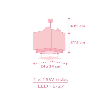 Dalber 63112S - Kinder-Kronleuchter JUNGLE 1xE27/15W/230V rosa