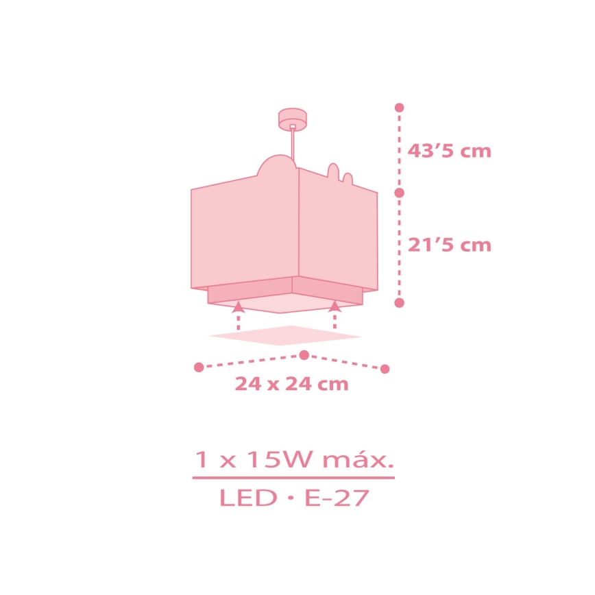 Dalber 63112S - Lustre enfant JUNGLE 1xE27/15W/230V rose