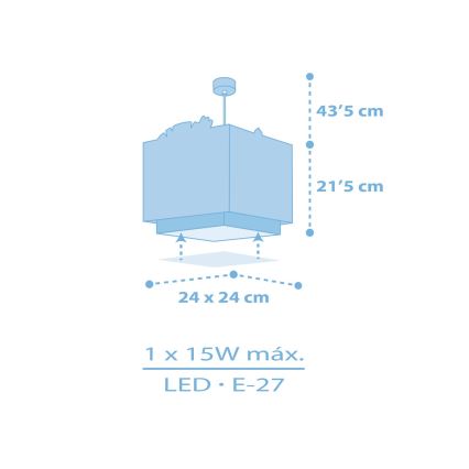 Dalber 63112T - Lustre enfant JUNGLE 1xE27/15W/230V bleu