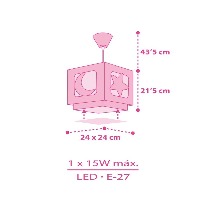 Dalber 63232S - Lampadario per bambini MOON LIGHT 1xE27/60W/230V