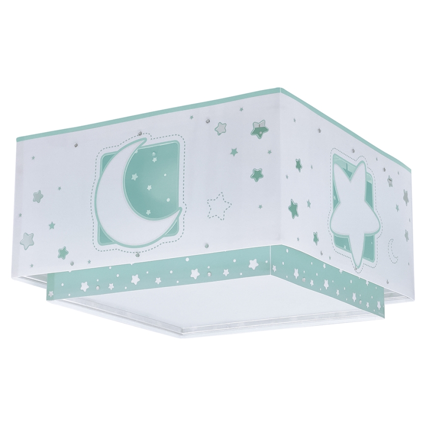 Dalber 63236H - Kinder Deckenleuchte MOONLIGHT 2xE27/60W/230V grün