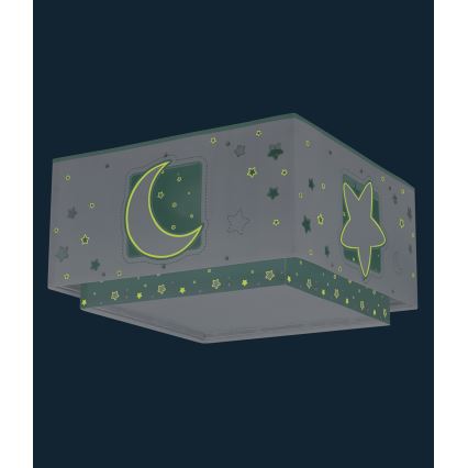 Dalber 63236H - Plafonnier enfant MOONLIGHT 2xE27/60W/230V vert