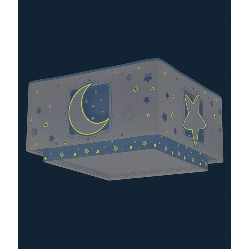 Dalber 63236T - Kinder Deckenleuchte MOONLIGHT 2xE27/60W/230V blau