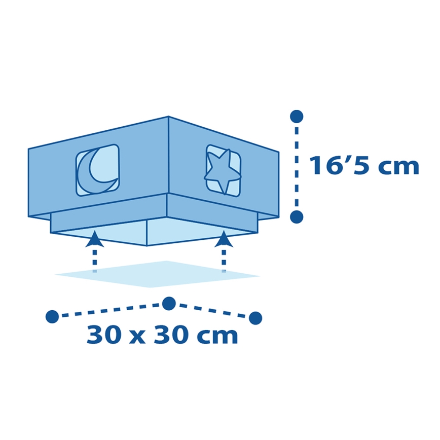 Dalber 63236T - Plafonnier enfant MOONLIGHT 2xE27/60W/230V bleu