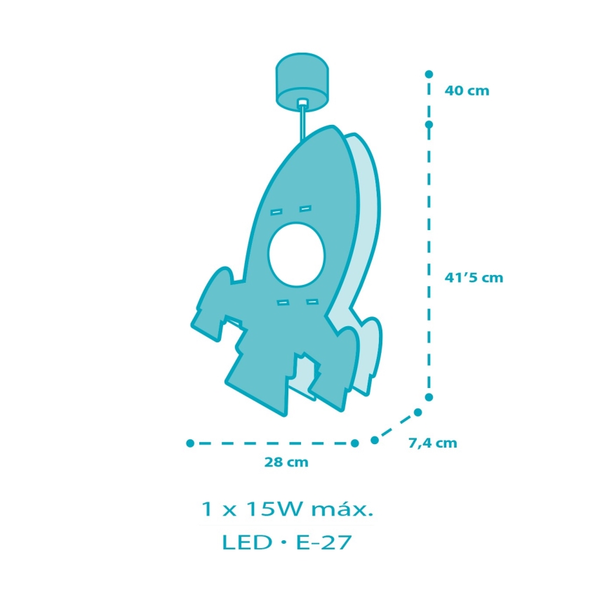 Dalber 63357 - Hängeleuchte für Kinder ROCKET 1xE27/15W/230V