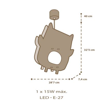 Dalber 63397 - Lampadario per bambini OWL 1xE27/15W/230V