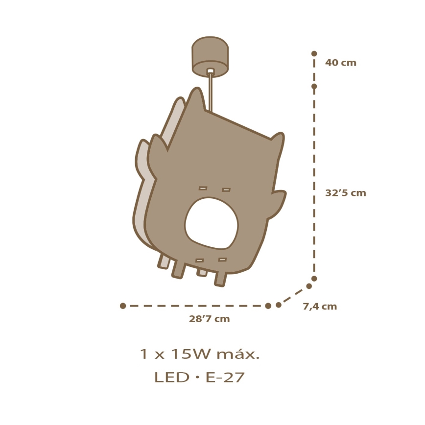 Dalber 63397 - Lampadario per bambini OWL 1xE27/15W/230V