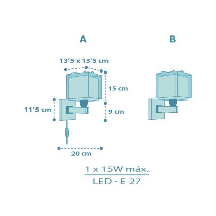 Dalber 63459 - Lampada da parete per bambini BABY DINOS 1xE27/15W/230V multicolore