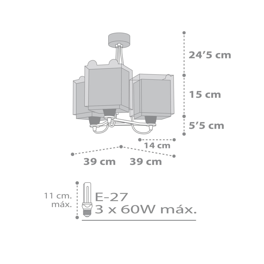 Dalber 64577 - Lampadario per bambini LITTLE TEDDY 3xE27/60W/230V