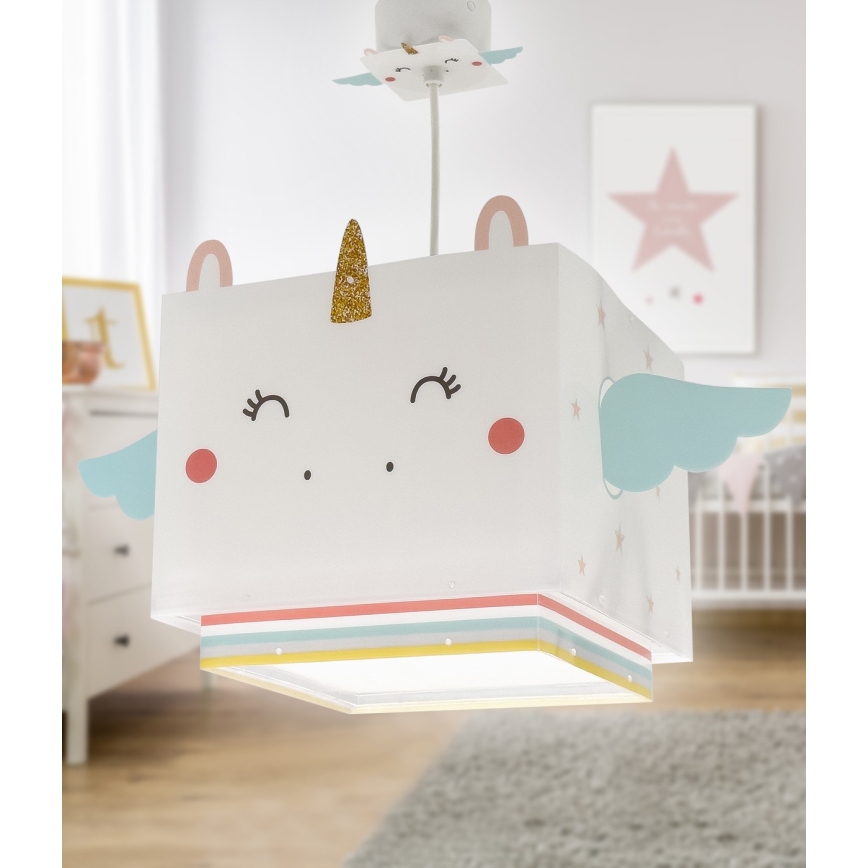 Dalber 64592 - Lampadario per bambini LITTLE UNICORN 1xE27/15W/230V