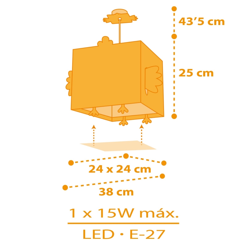 Dalber 64642 - Kinder-Hängelampe LITTLE CHICKEN 1xE27/15W/230V