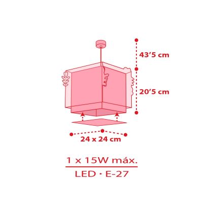 Dalber 73262 - Lampadario per bambini HELLO KITTY 1xE27/15W/230V rosa