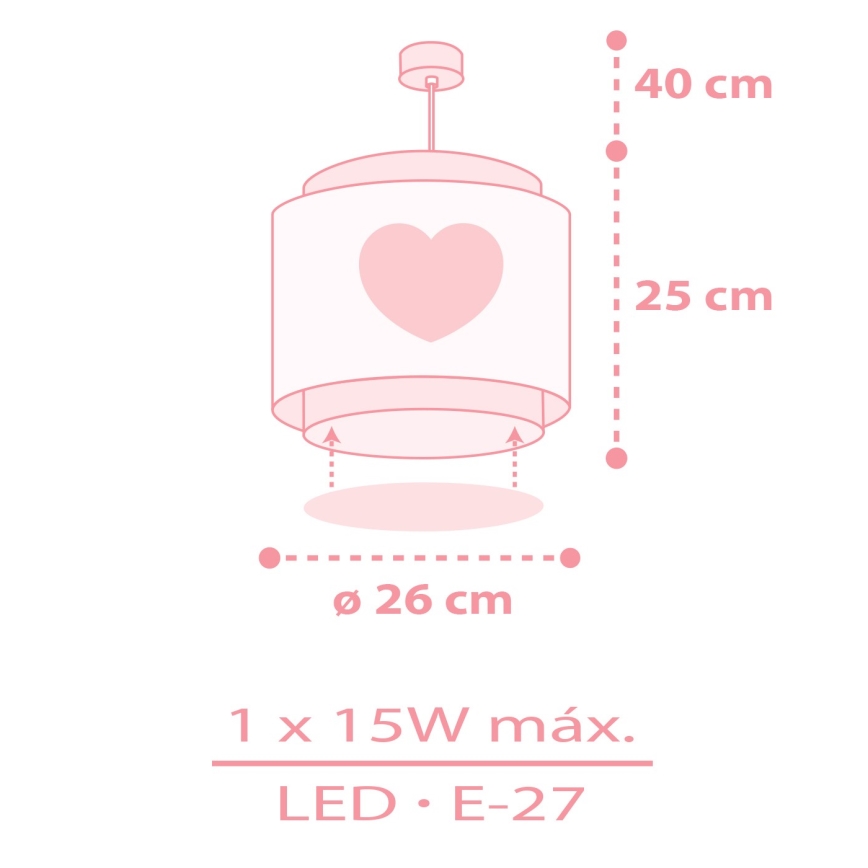 Dalber 76012S - Suspension pour enfant BABY DREAMS 1xE27/15W/230V rose