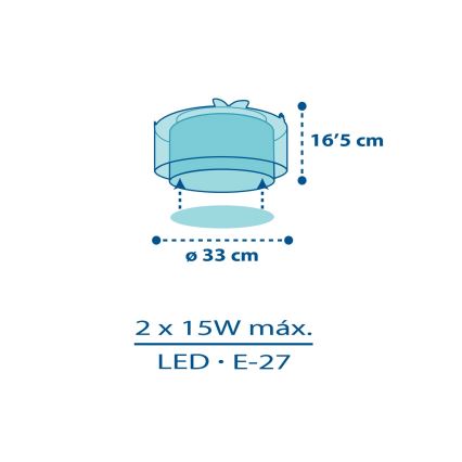 Dalber 76116 - Kinder Deckenleuchte JUNGLE 2xE27/15W/230V
