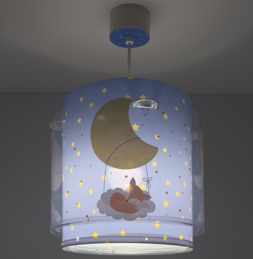 Dalber 76632 - Kinder-Pendelleuchte MOON DREAMS 1xE27/15W/230V blau
