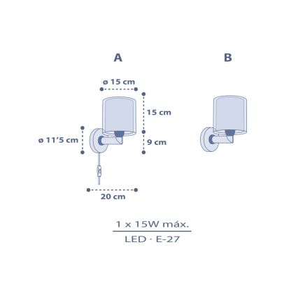 Dalber 76639 - Kinder-Wandleuchte MOON DREAMS 1xE27/15W/230V blau
