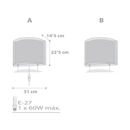 Dalber 81198E -Applique per bambini LIGHT FEELING 1xE27/60W/230V