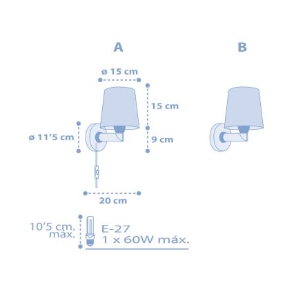 Dalber 82219T -  Applique per bambini  STAR LIGHT 1xE27/60W/230V blu