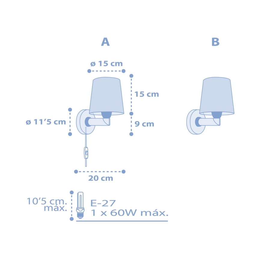 Dalber 82219T -  Applique per bambini  STAR LIGHT 1xE27/60W/230V blu