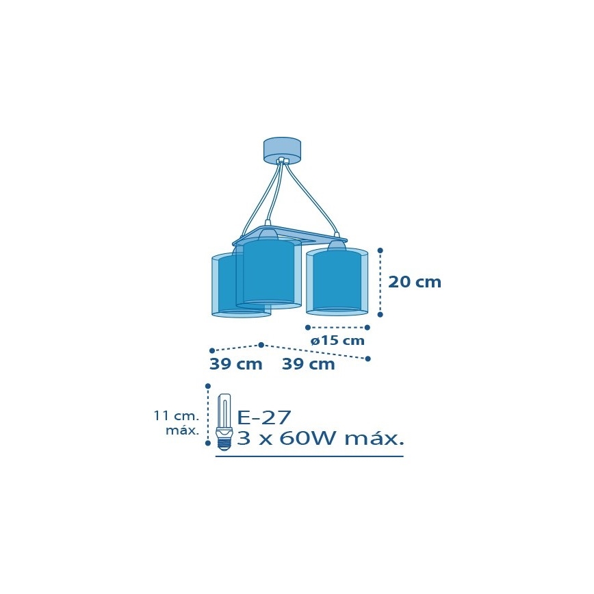 Dalber D-41344 - Lampadario per bambini PLANETS 3xE27/60W/230V