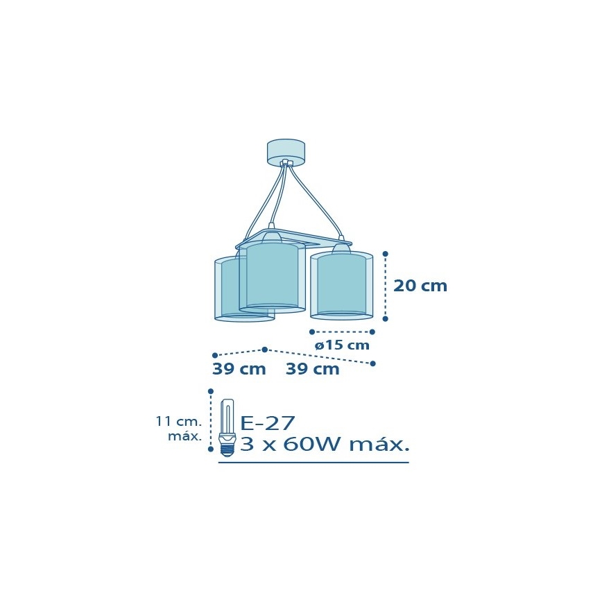 Dalber D-60614 - Suspension enfant POLICE 3xE27/60W/230V