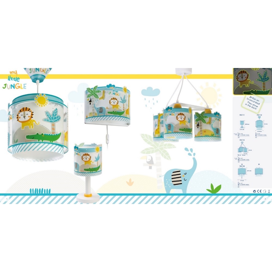 Dalber D-76114 - Lampadario per bambini MY LITTLE JUNGLE 3xE27/15W/230V