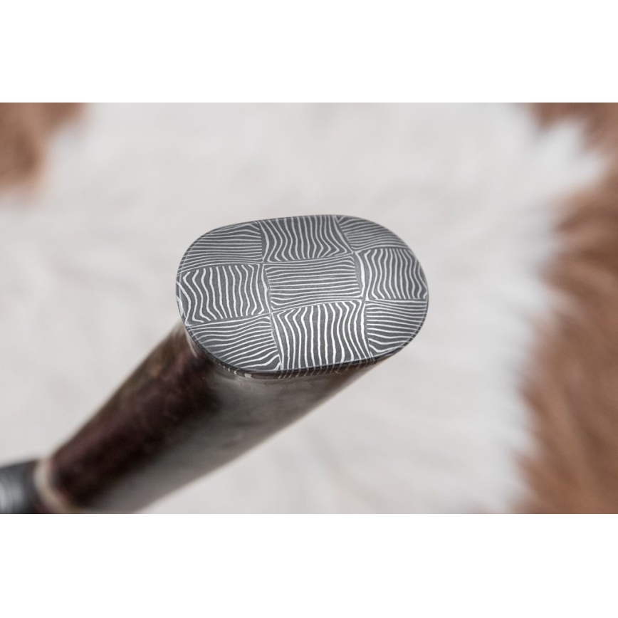 Damast-Jagdmesser 13,8 cm Birke/Kamelknochen