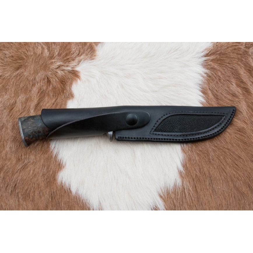 Damast-Jagdmesser 14,5 cm Erle/Serpentinit