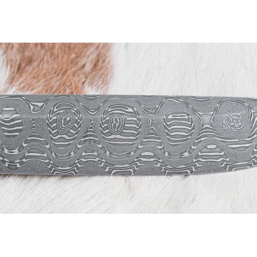 Damast-Jagdmesser 14,5 cm Erle/Serpentinit
