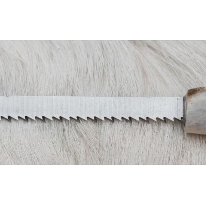 Damast-Jagdmesser mit Mini-Säge 11 cm Hirschgeweih