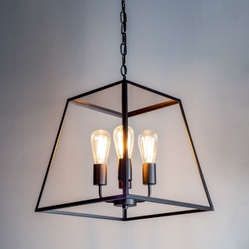 Där Lighting ACA8622 - Lampadario a sospensione ACADEMY con catena 4xE27/60W/230V nero