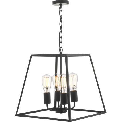 Där Lighting ACA8622 - Lampadario a sospensione ACADEMY con catena 4xE27/60W/230V nero