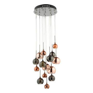 Där Lighting AUR1564 - Hängeleuchte an Stahlseilen AURELIA 15xG4/10W/230V schwarz/kupferfarben